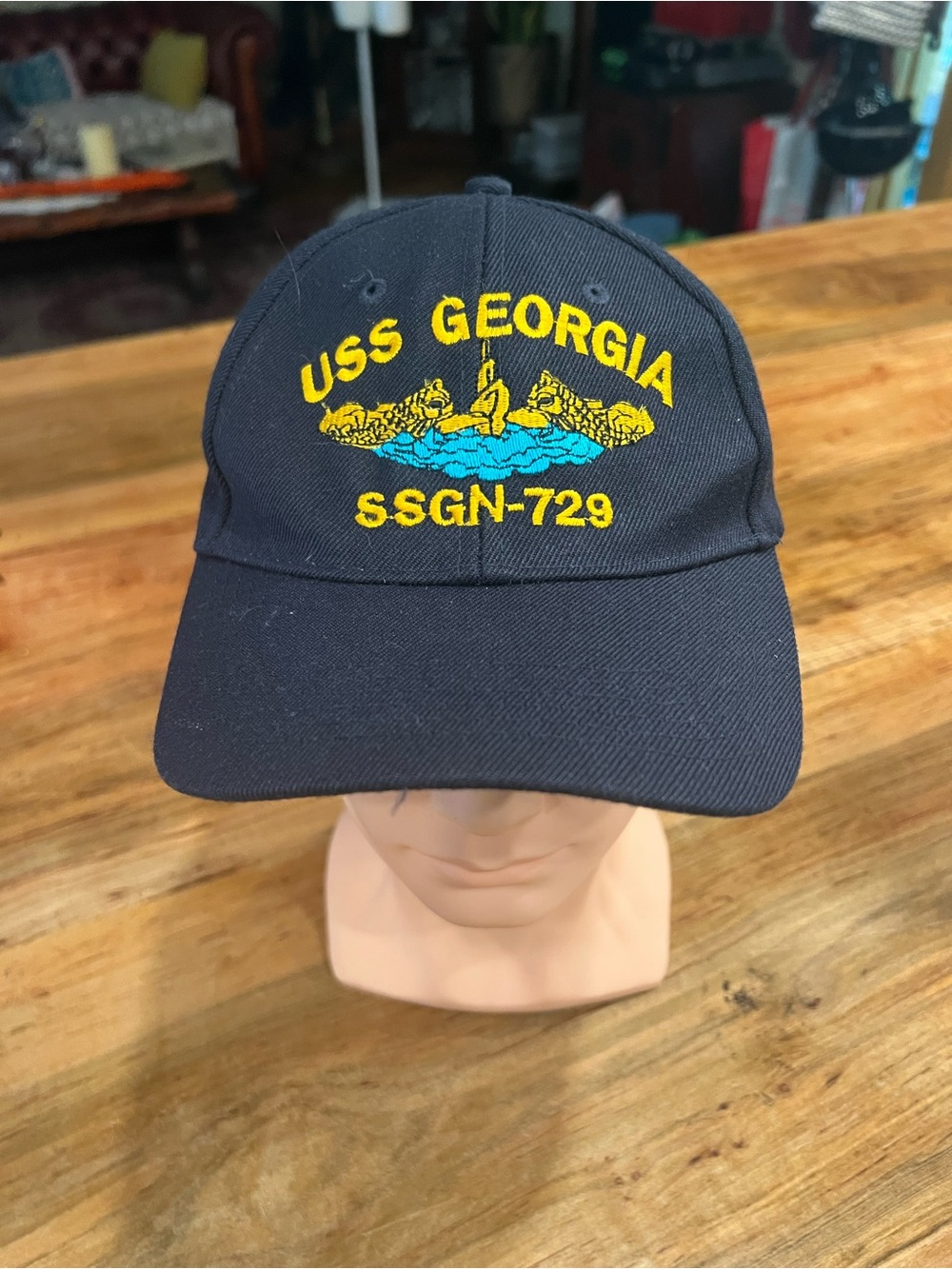 USS Georgia Embroidered Navy Baseball Cap - Men Swim